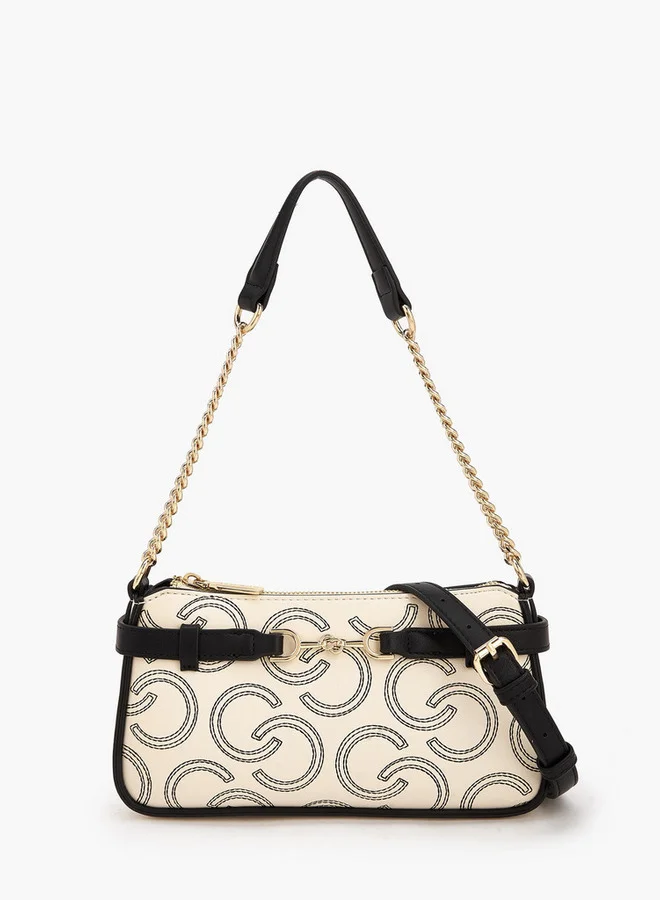 سيليست Monogram Embroidered Shoulder Bag With Zip Closure